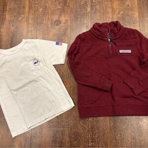 Burgundy Pullover and White T-Shirt Set